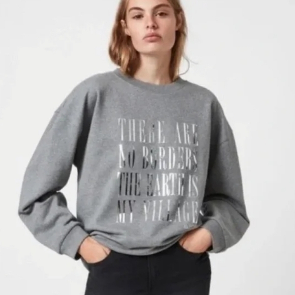 All Saints Tops - all saints freedom iona crewneck sweatshirt 100% cotton grey size 4